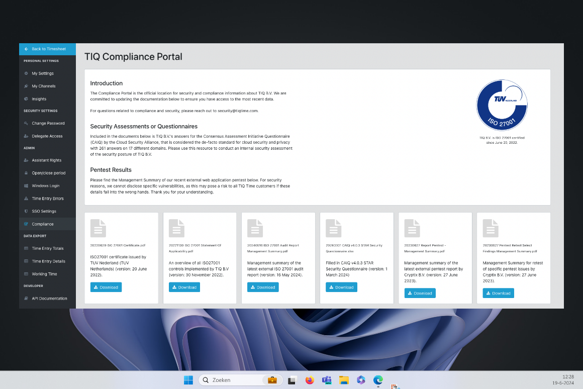 Security and compliance overview screenshot
