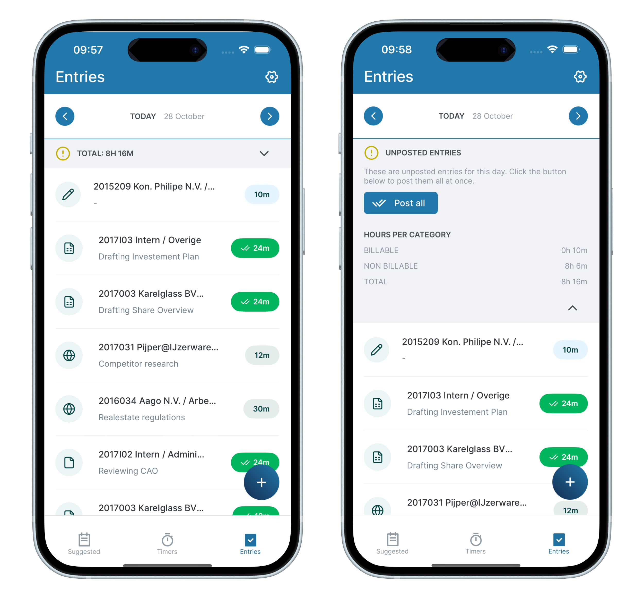 Updated TIQ Time mobile application screenshot